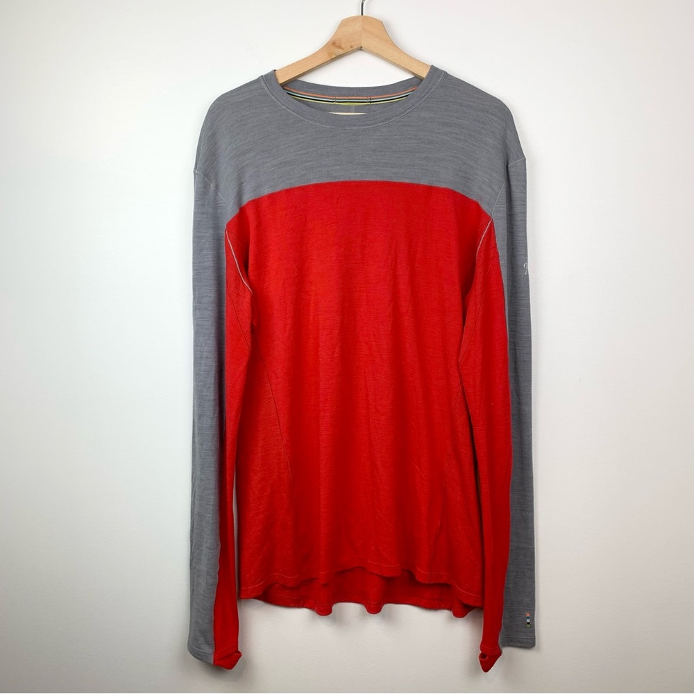 Smartwool Base Layer Sport 250 Long Sleeves Shirt Sz XL Red Gray Merino Blend